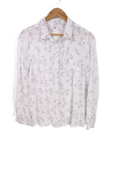 חולצה מכופתרת ציפורים בלבן- M